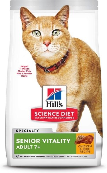 Adult 7+ Senior Vitality Chicken Recipe Dry Cat Food, 13-lb bag - Chewy.com