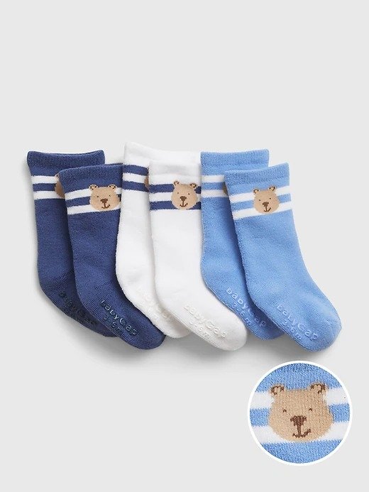 Baby 100% Organic Cotton Brannan Bear Crew Socks (3-Pack)
