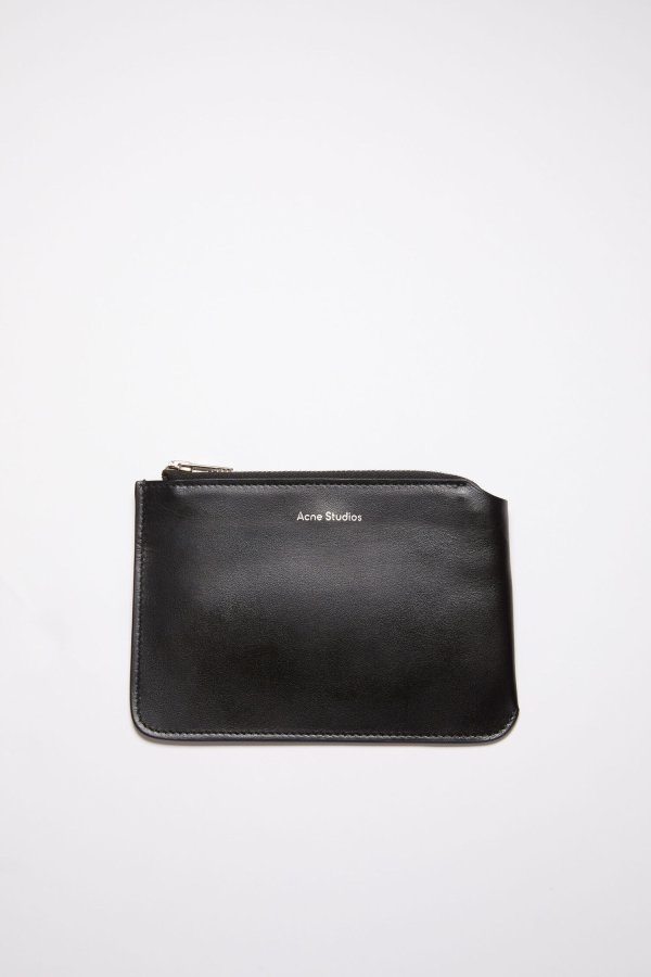Leather zip wallet - Black