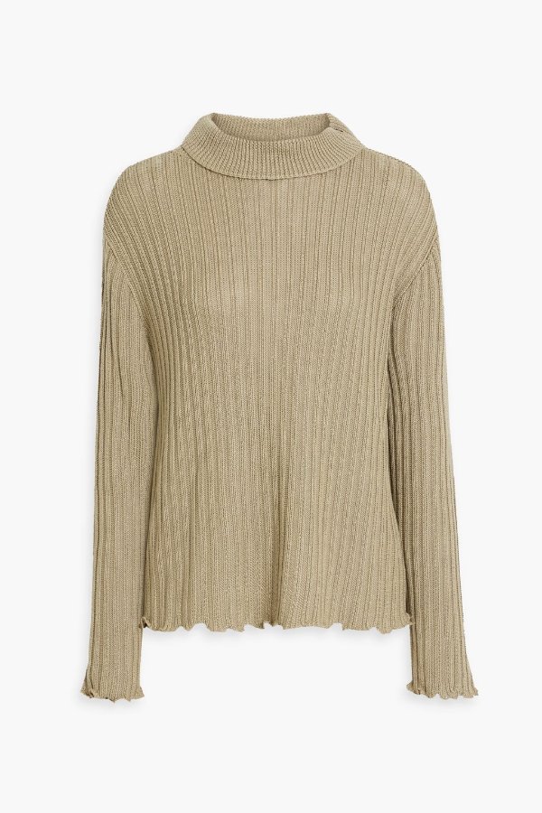 Ribbed wool-blend turtleneck sweater