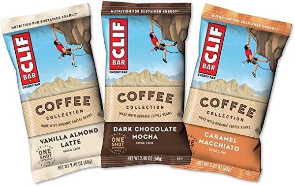 s with 1 Shot of Espresso - Energy Bars - Coffee Collection - Variety Pack - 65 MGS of Caffeine Per Bar (2.4 Ounce Breakfast Snack Bars, 15 Count)