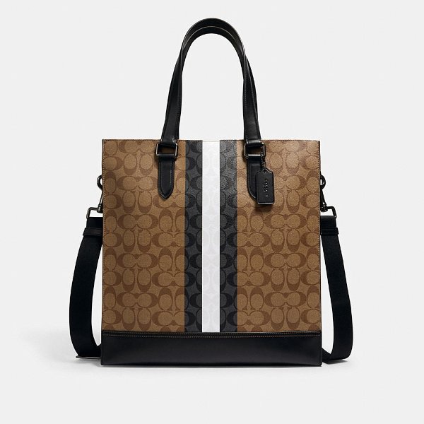 Graham Structured Tote in Signature Canvas With Varsity Stripe