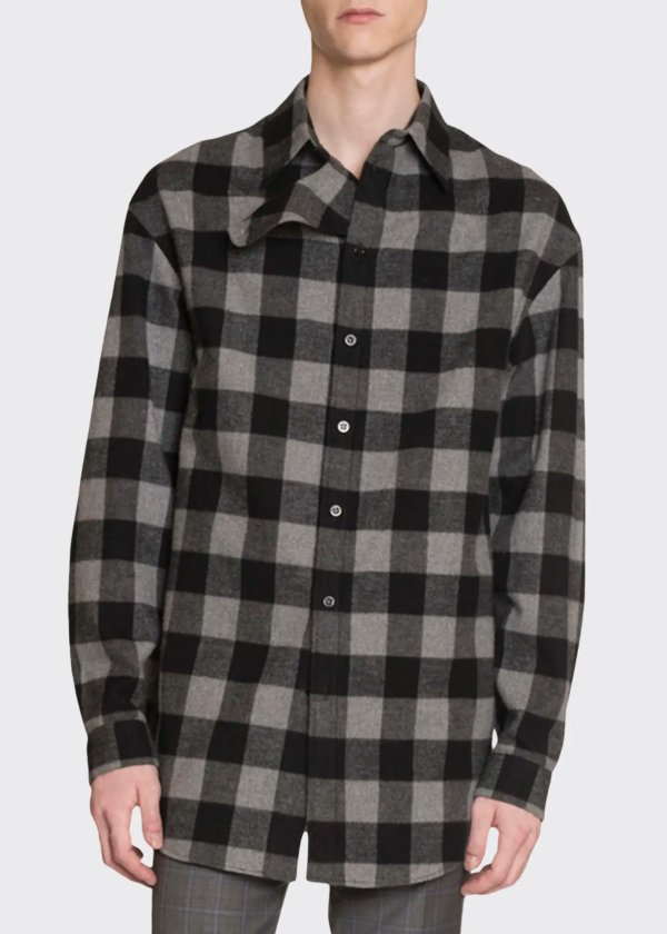 Men's Buffalo Check Flannel Oversized Shirt