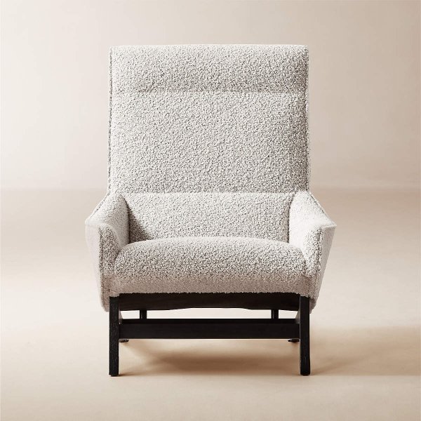 Grosseto Peppered Grey Boucle Lounge Chair + Reviews | CB2