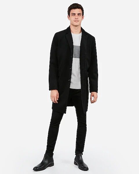 Black Recycled Wool Topcoat