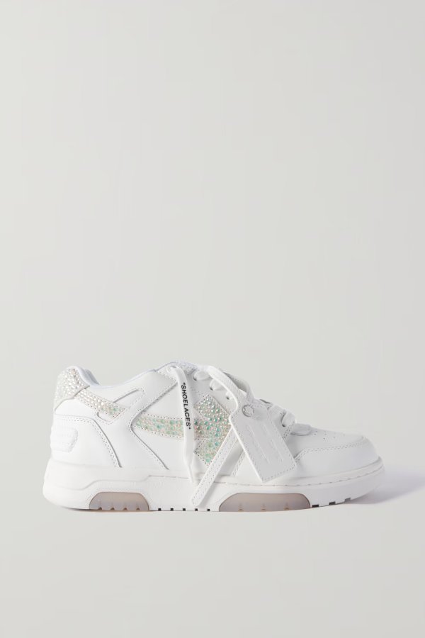 Out of Office crystal-embellished leather sneakers