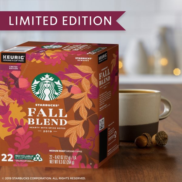 Fall Blend Medium Roast Single-Cup Coffee for Keurig Brewers, 1 Box of 22 (22 Total K-Cup Pods)