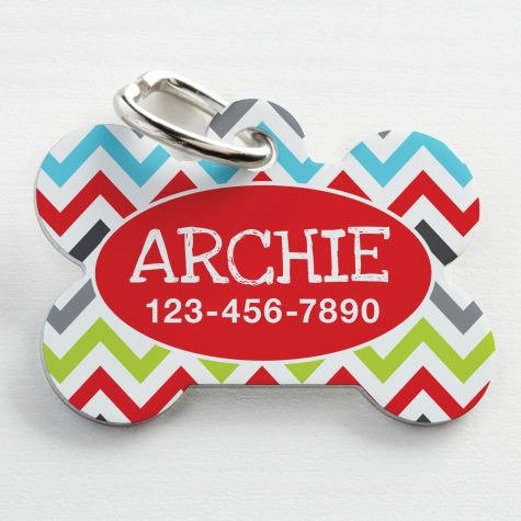 Custom Personalization Solutions Personalized Pet Tag Chevron Red | Petco