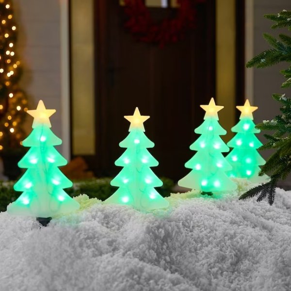 GE StayBright 4-Marker Multicolor Christmas Tree Christmas Pathway Markers