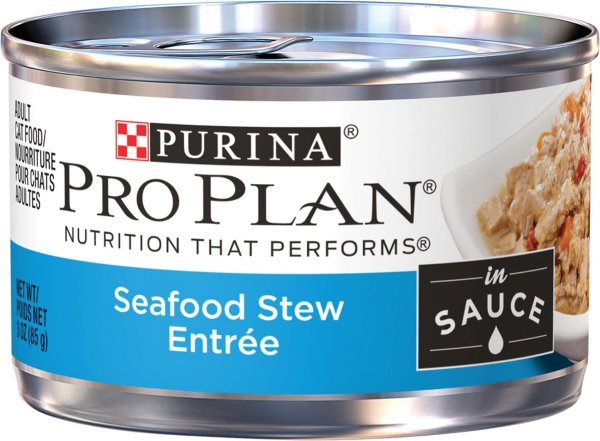 Pro Plan Savor Adult Seafood Stew Entree in Sauce Canned Cat Food, 3-oz, case of 24 - Chewy.com