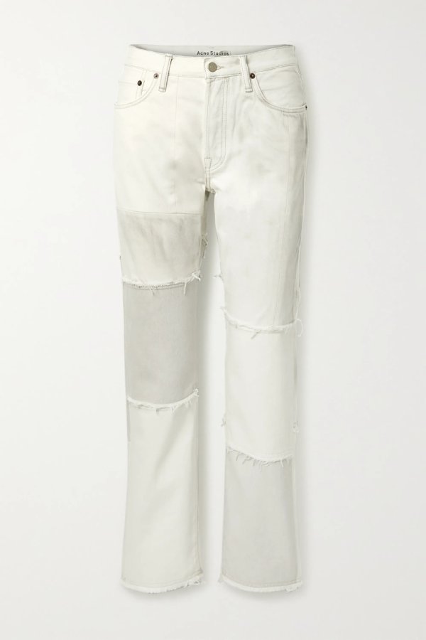 + NET SUSTAIN 1997 frayed patchwork organic high-rise straight-leg jeans