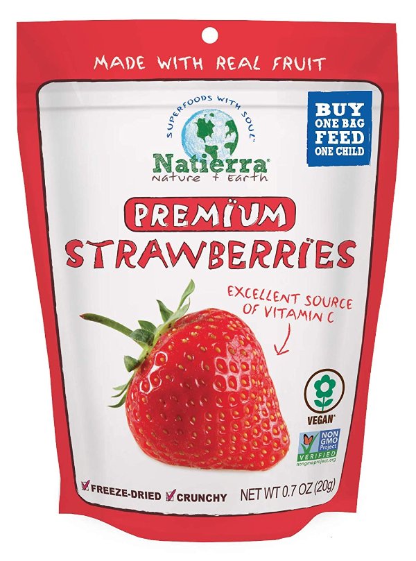 Nature's Premium Freeze-Dried Strawberries | Gluten Free & Vegan | 0.7 Ounce (Pack of 4)