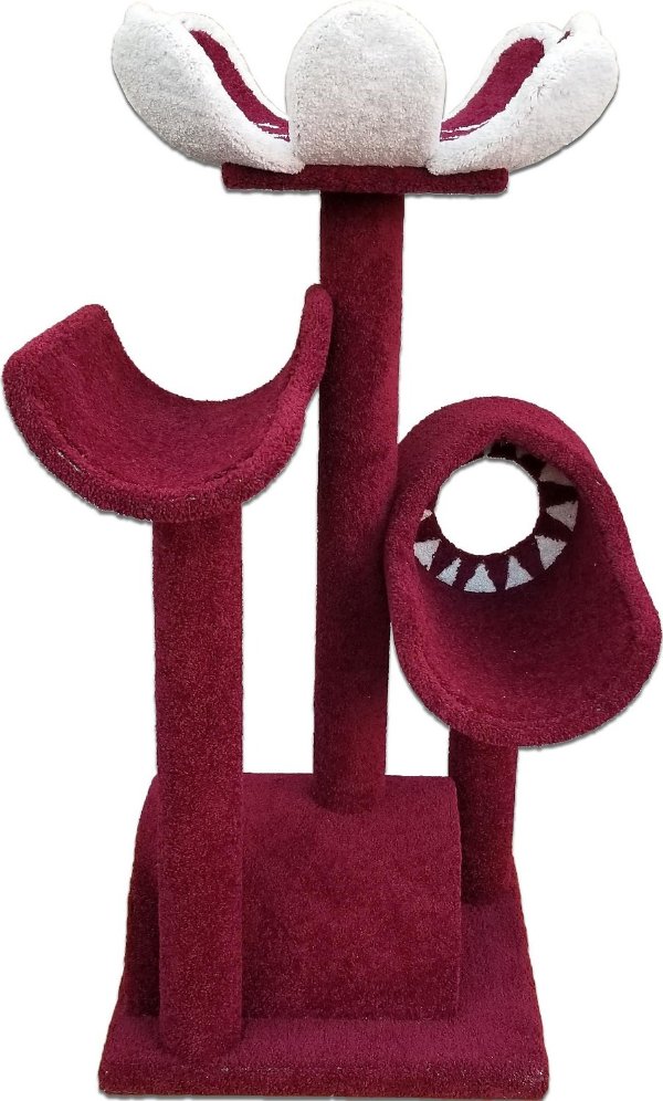 ROYAL CAT BOUTIQUE Flower 56-in Carpet Cat Tower, Red & White - Chewy.com