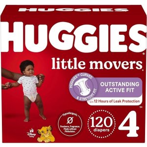 HuggiesBaby Diapers Little Movers, White, Size 4 , 120 Count