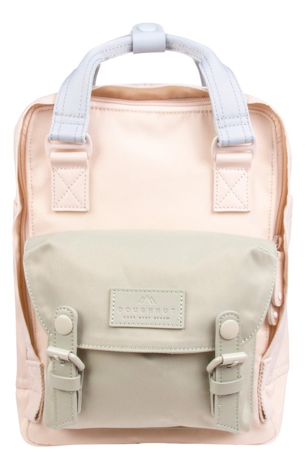 Macaroon Mini Nature Pale Series Leather Trimmed Backpack