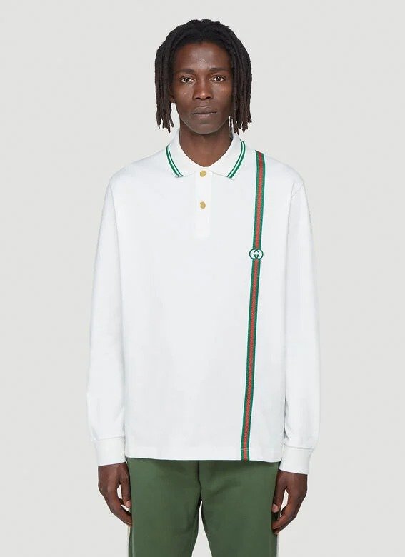 Long-Sleeved Polo Shirt in White