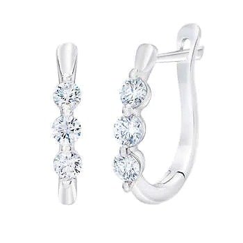 Brilliant 0.50 ctw VS2 Clarity, G Color Diamond 14kt White Gold Hoop Earrings