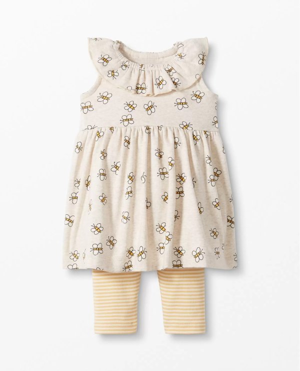 Baby Dress & Capri Legging Set In Organic Cotton