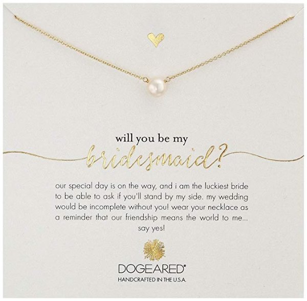 Will You Be My Bridesmaid?, Small Button White Pearl Necklace, 16"