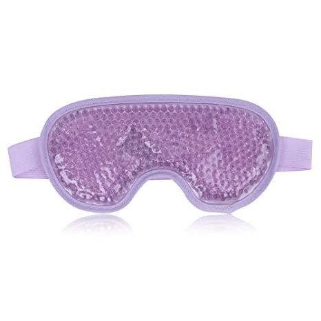 Cooling Eye Mask Gel Eye Mask Reusable Cold Eye Mask for Puffy Eyes, Eye Ice Pack Eye Mask with Soft Plush Backing for Dark Circles, Migraine, Stress Relief - Purple