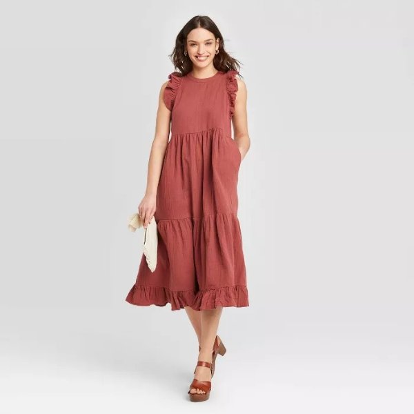 Women's Sleeveless Tiered Ruffle Dress - Universal Thread™