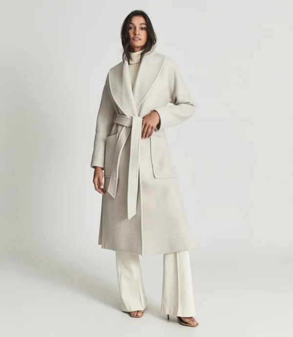 Viola Stone Wool Blend Coat – REISS