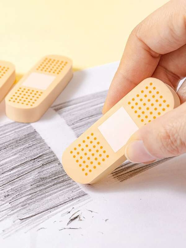 2pcs/lot Band-aid Shaped Eraser, Creative & Interesting Correction & Drawing Eraser, School Stationery Supplies