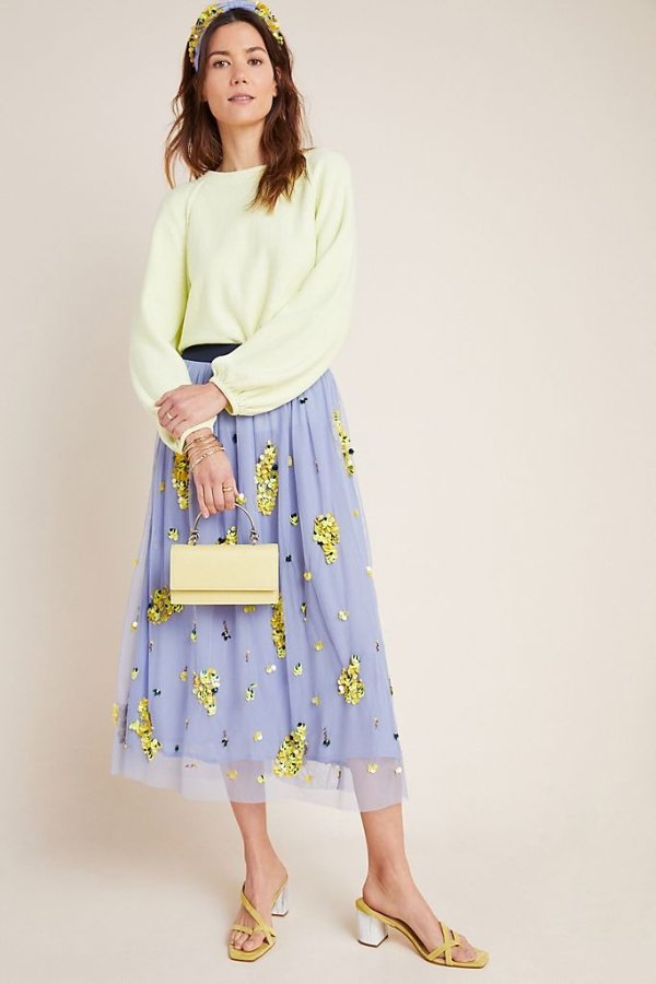 x Delpozo Embellished Tulle Skirt