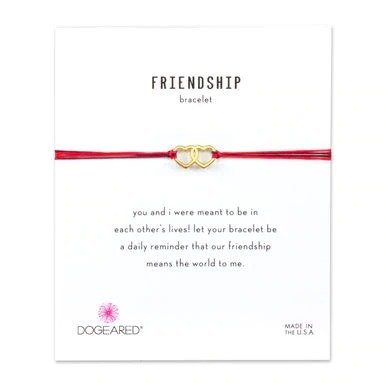 linked heart red friendship bracelet, gold dipped