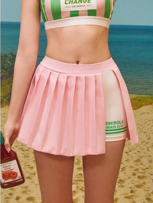 SK-18152 Rola Wrap Pleats Skirt Pink