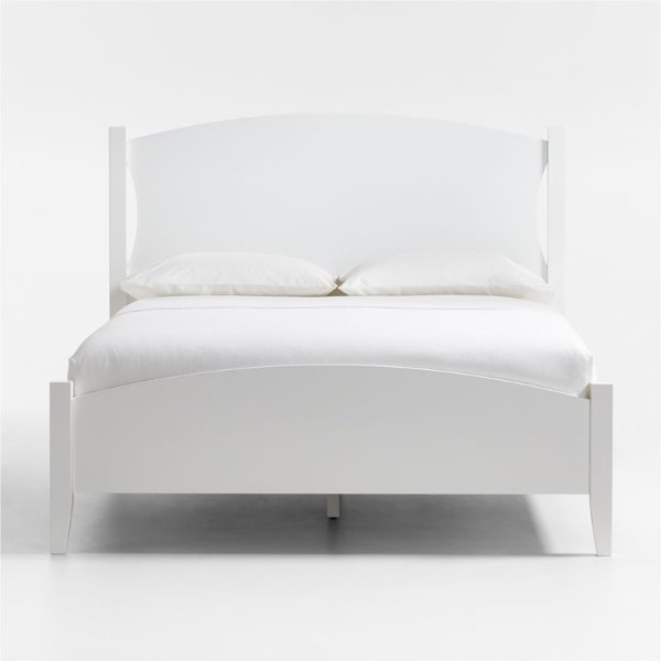 Hilde Queen White Wood Bed + Reviews | Crate & Barrel