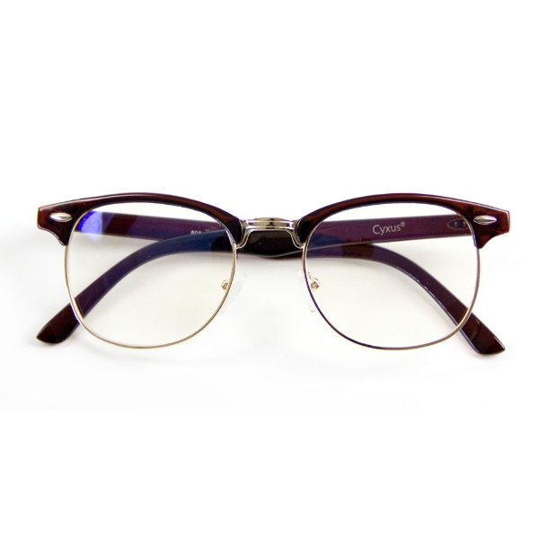 Semi-Rimless Blue Light Blocking Computer Glasses with Dark Brown Frame, Anti Eyestrain Headaches Men/Women Eyewear