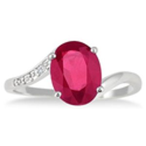 Oval Created Ruby and Diamond Size 7 Ring
