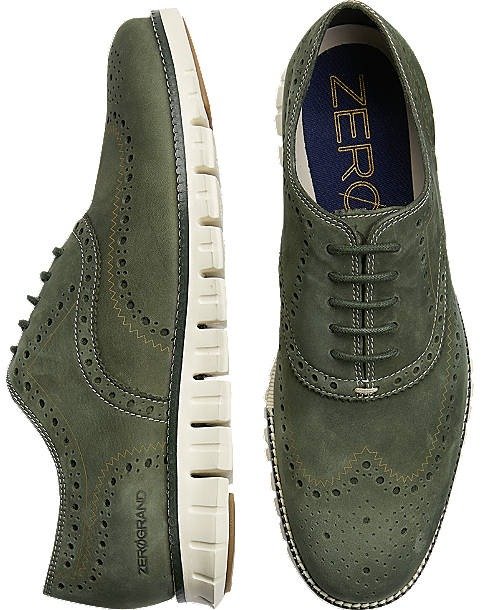 Zerogrand Green Suede Wingtip Oxfords - Men's Shoes | Men's Wearhouse