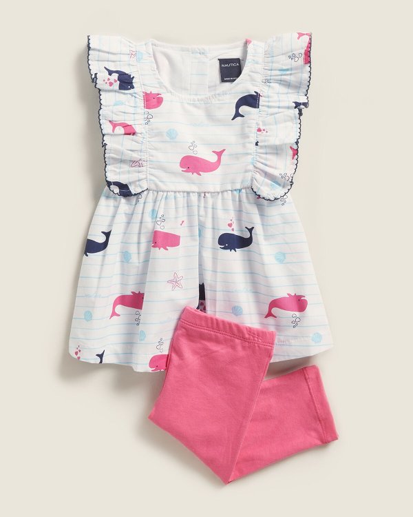 (Infant Girls) Two-Piece Whale Dress & Leggings Set
