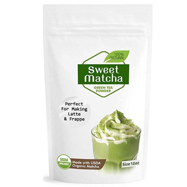 Sweet Japanese Matcha Latte Green Tea Powder – Latte Grade 12oz – Made with USDA Organic Matcha