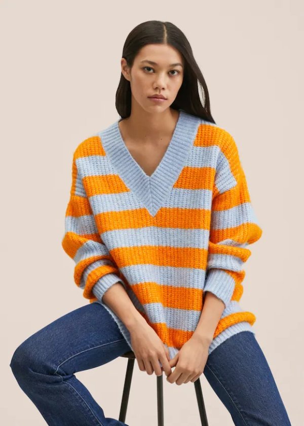 Knit striped sweater - Women | MANGO OUTLET USA