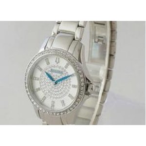 Bulova White Crystal-Set Dial Stainless Steel Ladies' Watch 96L176