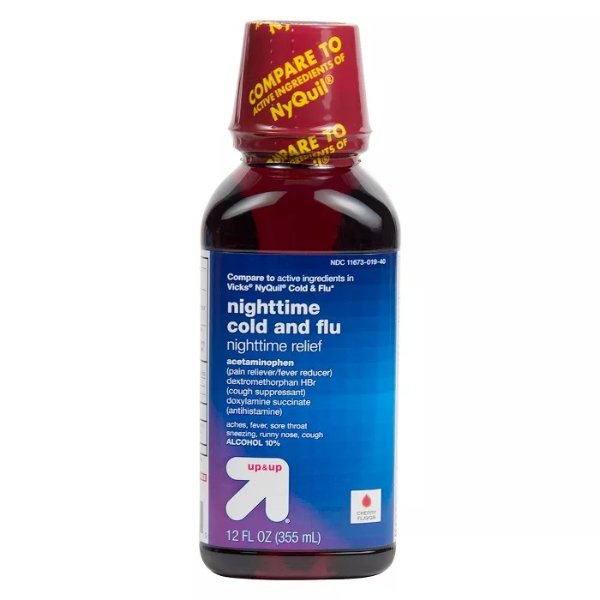 Nighttime Cold &#38; Flu Relief Liquid - Cherry - 12 fl oz - Up&#38;Up&#8482;