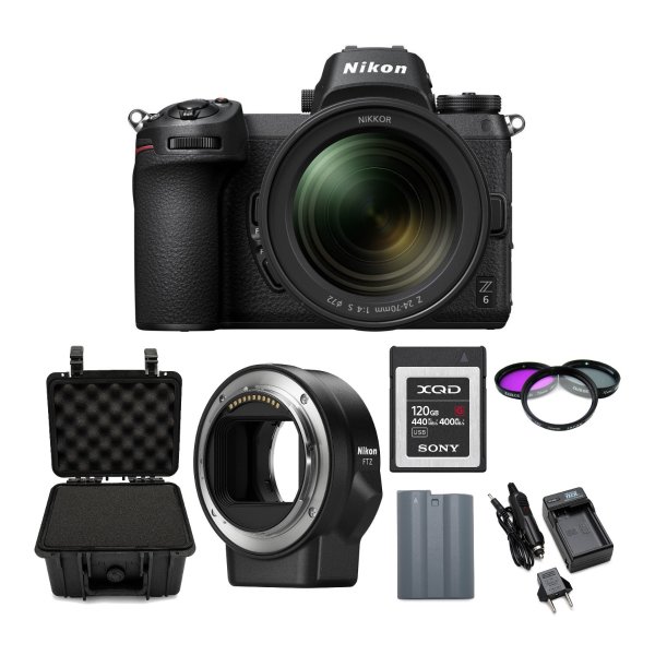 Z6 Mirrorless Camera with 24-70mm Lens and 120GB XQD Card Accessory Bundle