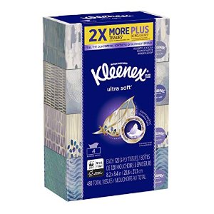 Kleenex Ultra Soft Facial Tissue Regular (Pack of 4), 120 count Each @ Amazon