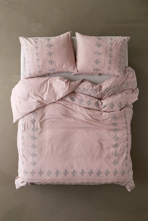 Dawson Embroidered Cross-Dyed Duvet Cover