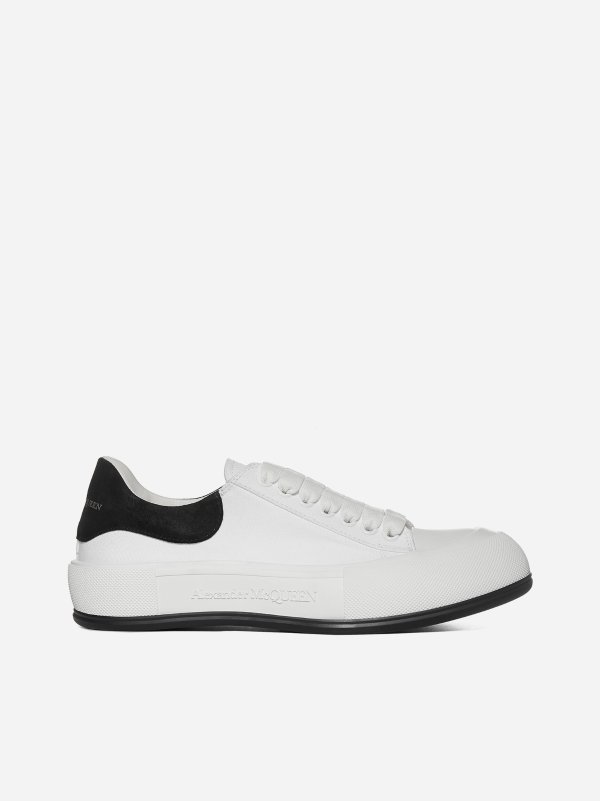 Plimsoll canvas and suede sneakers