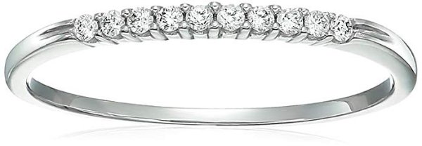 1/10 ctw Petite Diamond Wedding Band in 10K White Gold