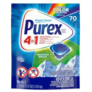 Purex 4-in-1 Laundry Detergent Pacs, Mountain Breeze, 70 Count
