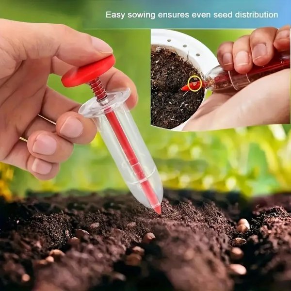2pcs, Garden Seeds Dispenser, Mini Handheld Flower Grass Syringe Seeder Garden Seeds Dispenser Sowing Supplies For Garden Seeds