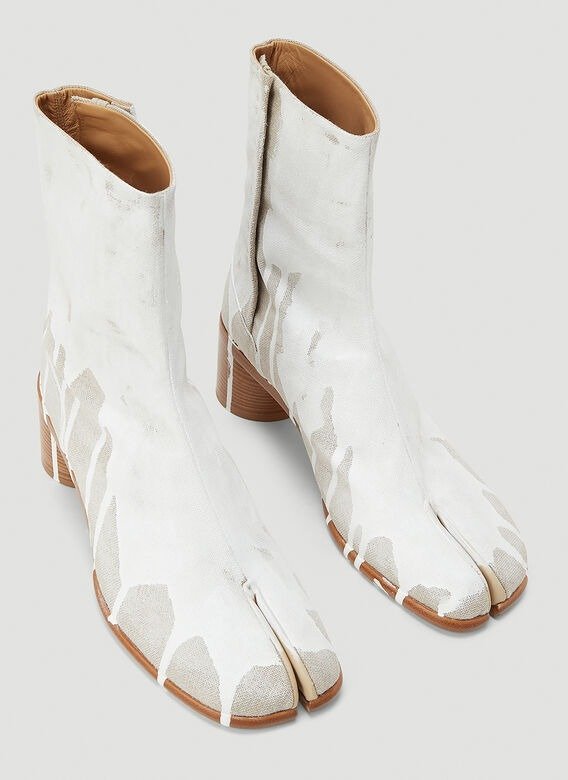 Tabi Paint Splatter Boots in White