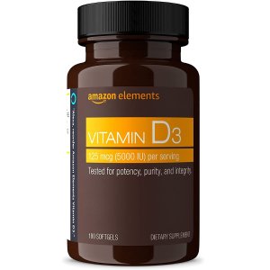 Amazon Elements Vitamin D3, 5000 IU, 180 Softgels, 6 month supply