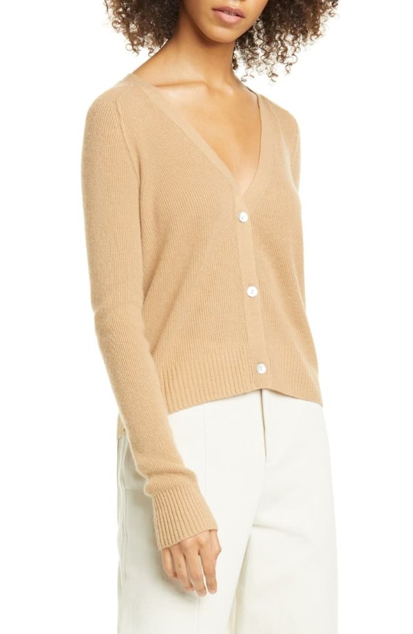 Ribbed Cashmere Cardigan Sweater