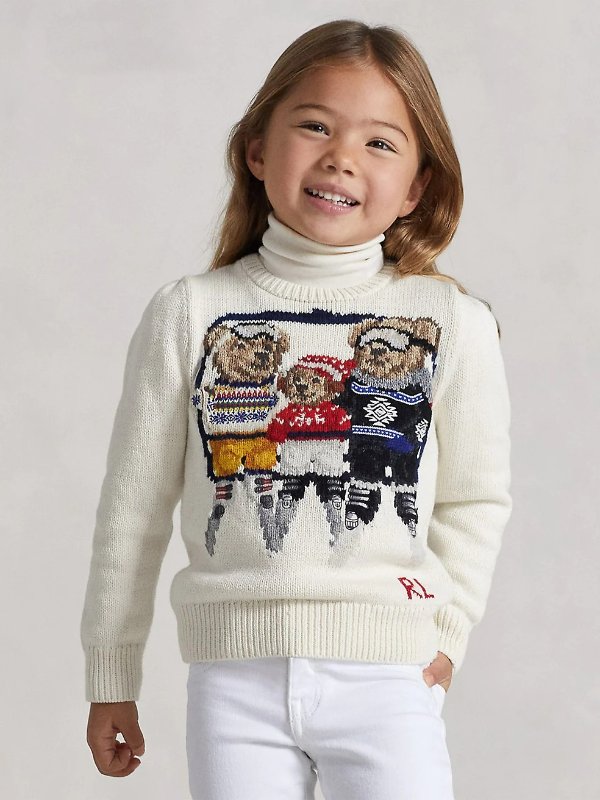 Little Girl's & Girl's Bear Clubhouse Sweater